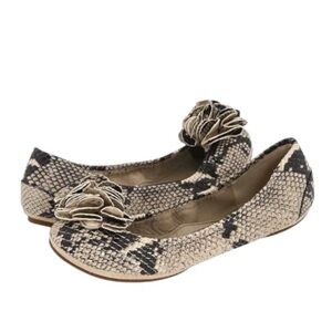 Juicy Couture Black and Cream Snake Print Rush Leather Ballet Flats Size 8